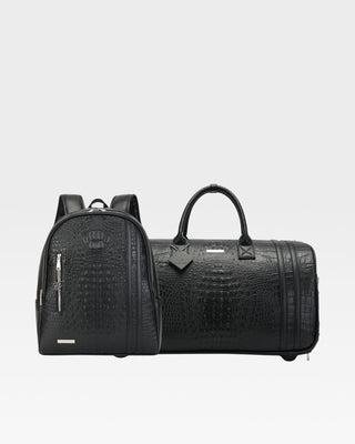 Statement Traveler Rolling Duffle Set in Black