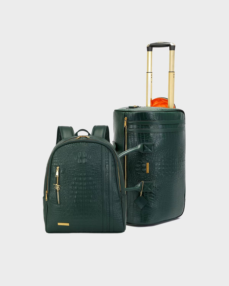 Statement Traveler Rolling Duffle Set in Emerald Green