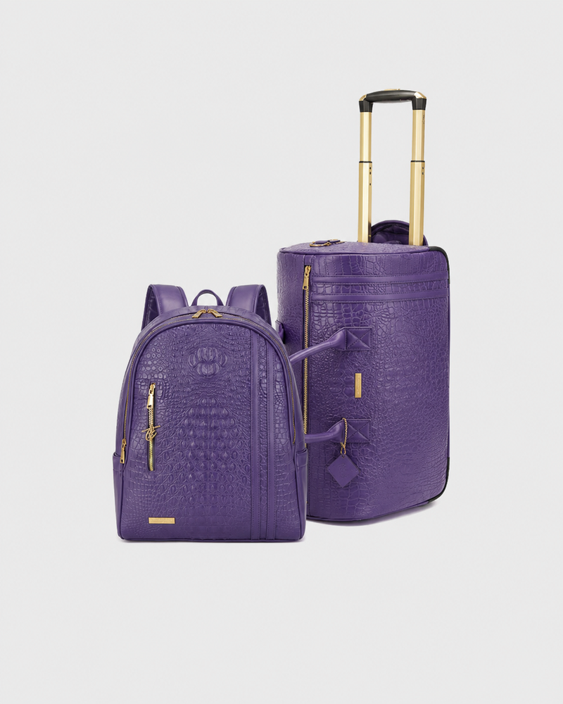 Statement Traveler Rolling Duffle Set in Purple