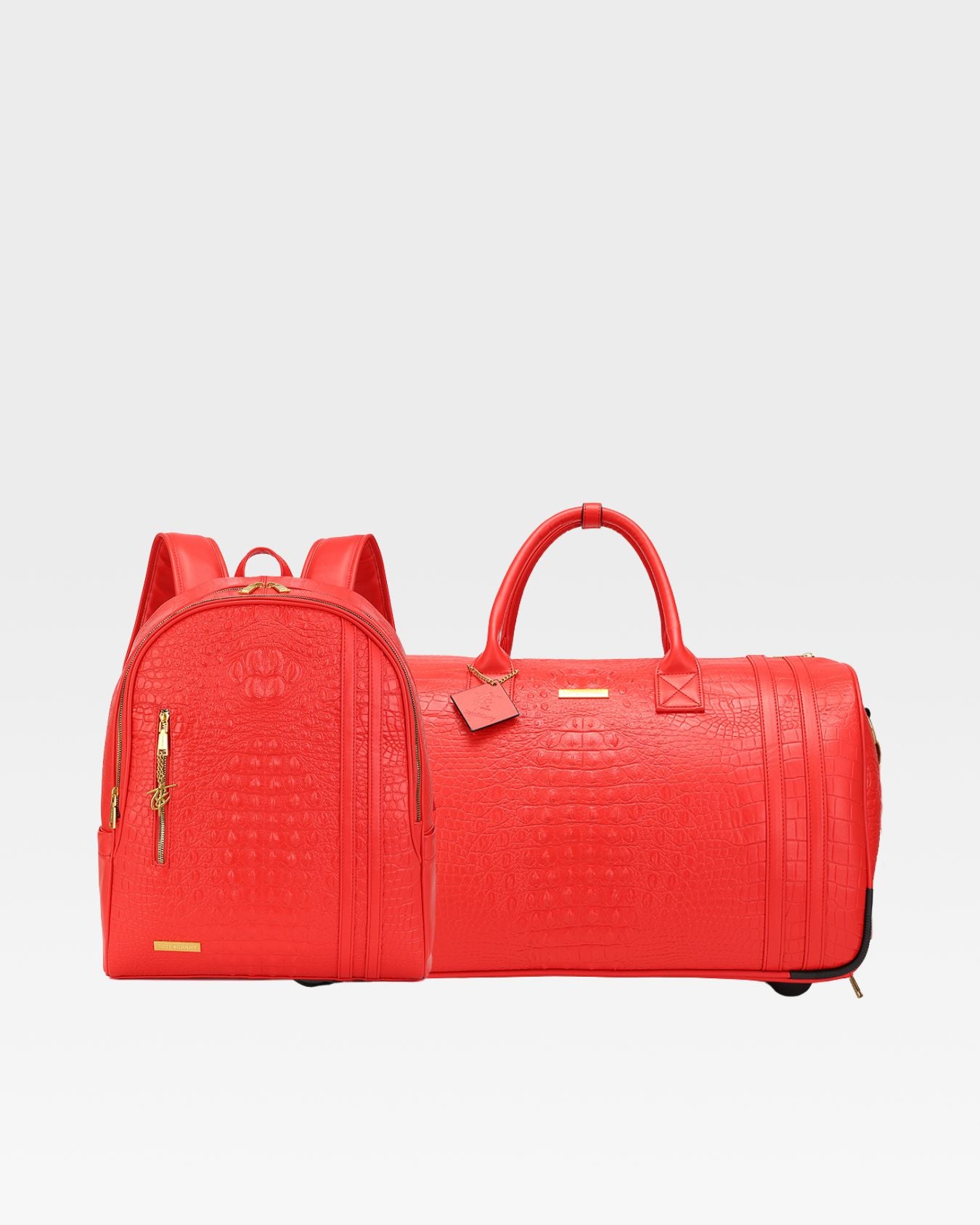 Statement Traveler Rolling Duffle Set in Red