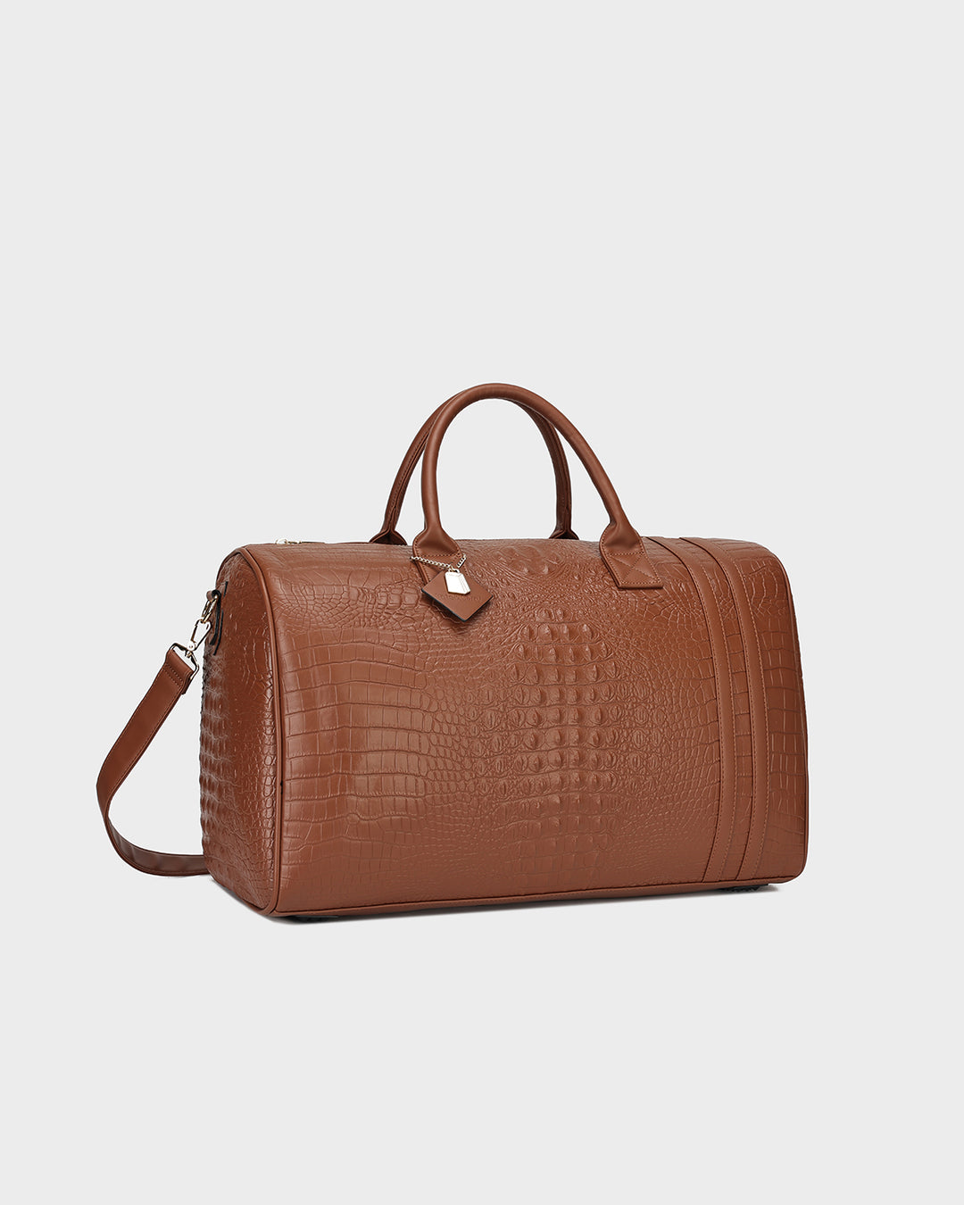 Statement Weekender Duffle Bag in Caramel