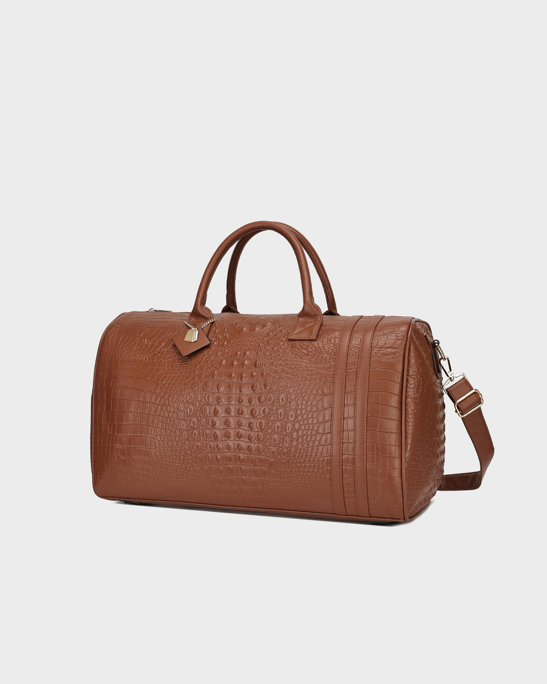 Statement Weekender Duffle Bag in Caramel