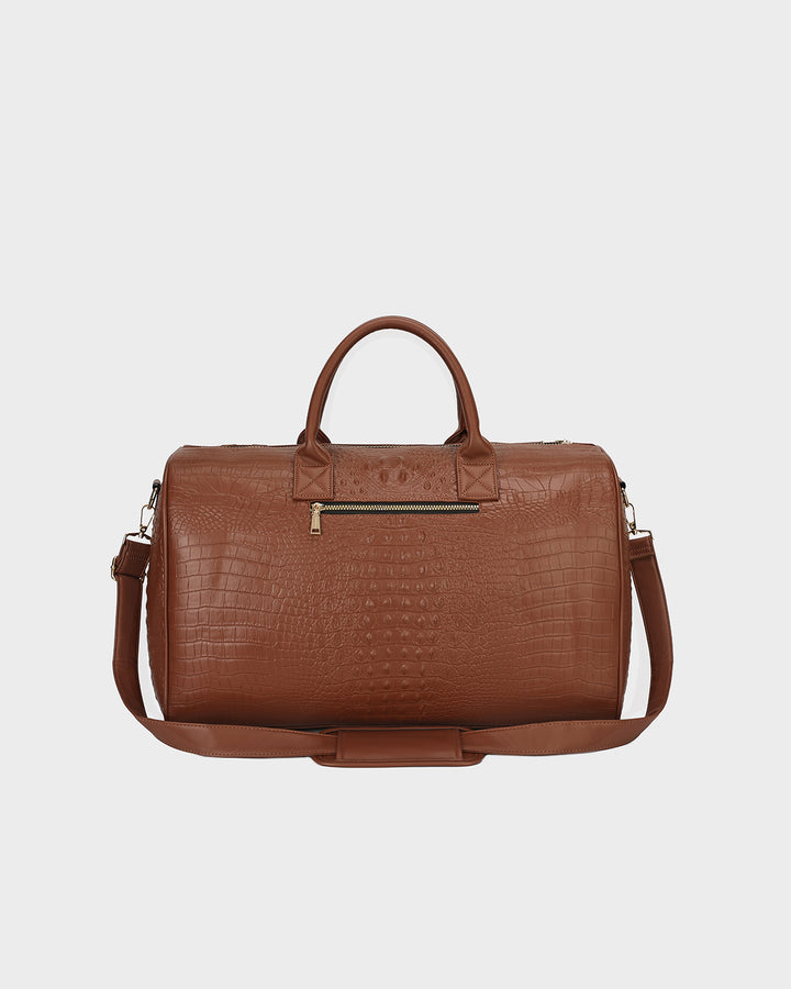 Statement Weekender Duffle Bag in Caramel
