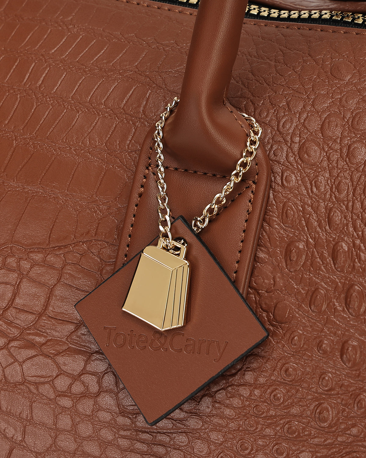 Statement Weekender Duffle Bag in Caramel