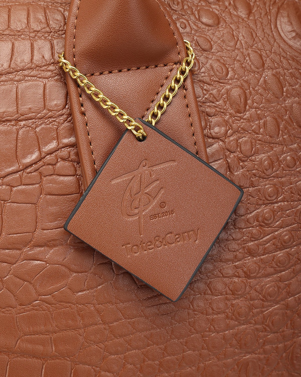 Statement Weekender Duffle Bag in Caramel