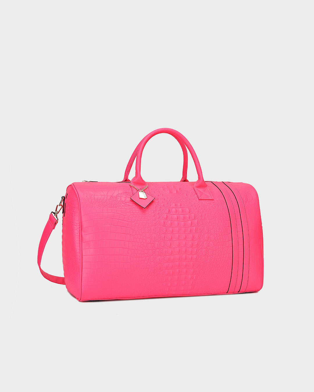 Statement Weekender Duffle Bag in Neon Pink