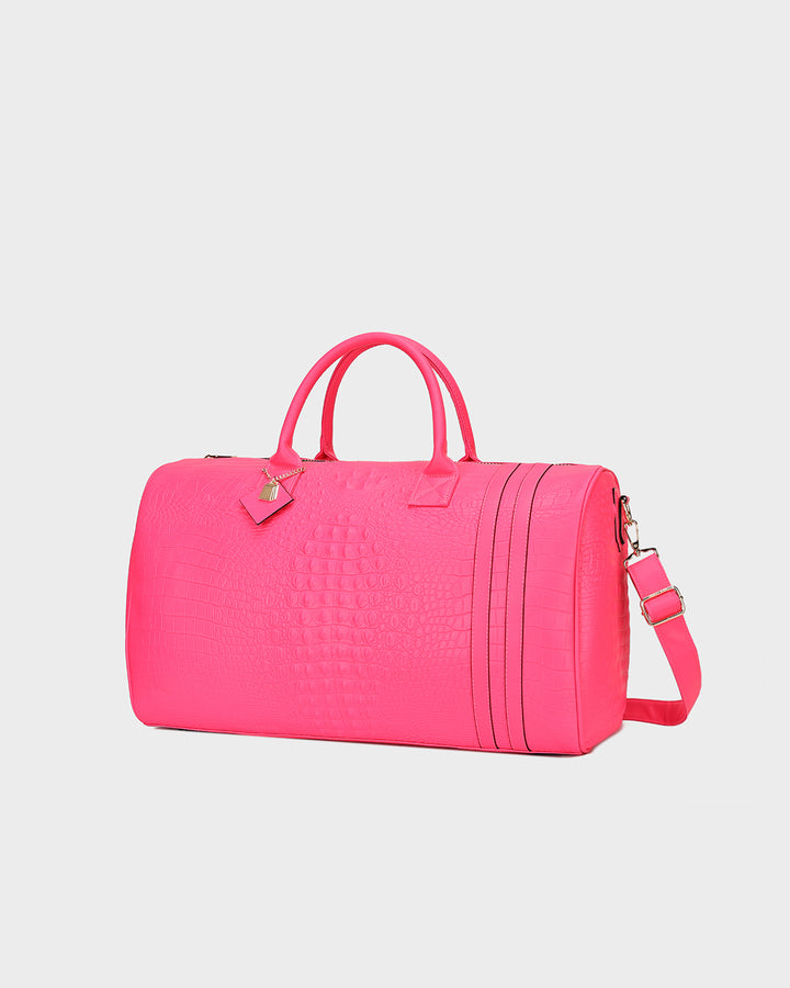 Statement Weekender Duffle Bag in Neon Pink