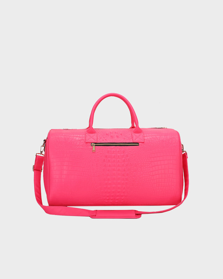 Statement Weekender Duffle Bag in Neon Pink