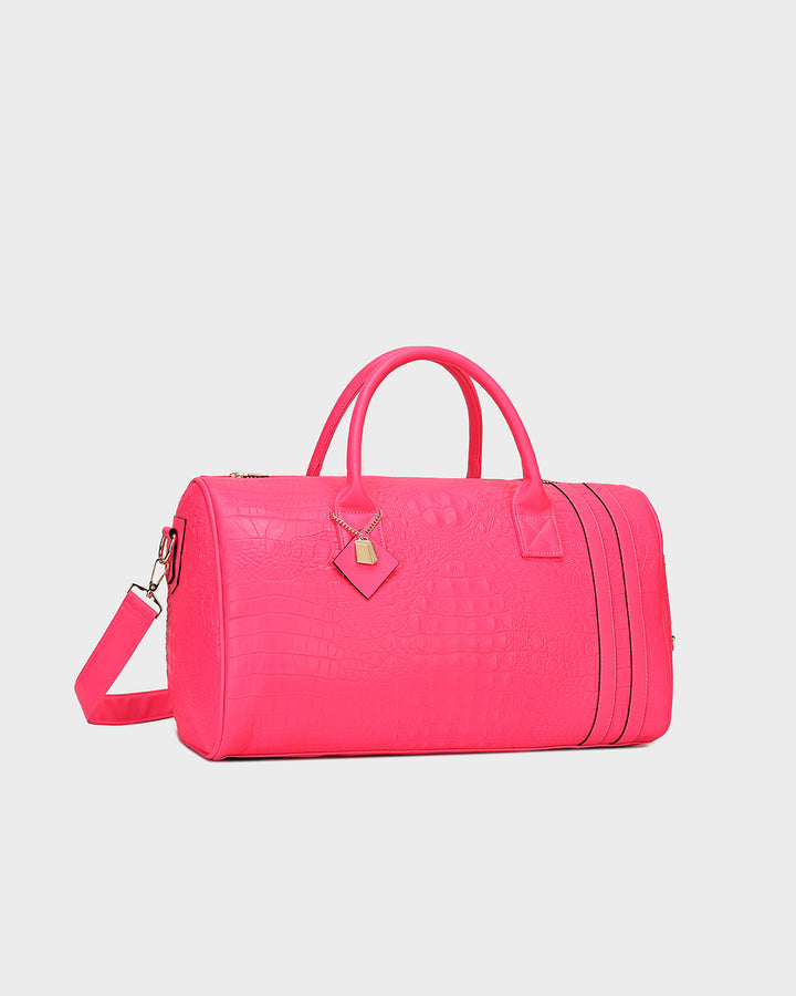 Statement Weekender Travel Set in Neon Pink