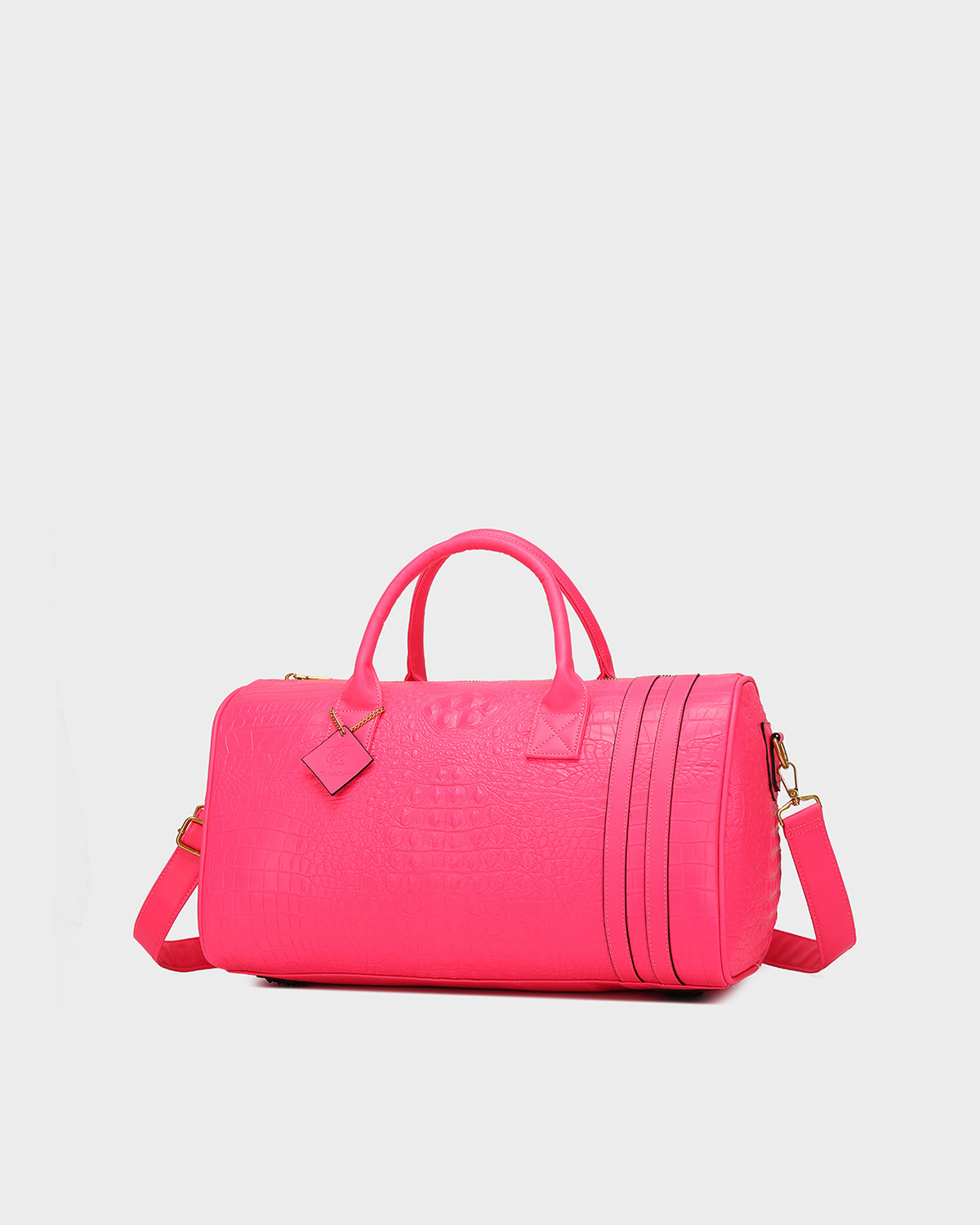 Statement Weekender Duffle Bag in Neon Pink