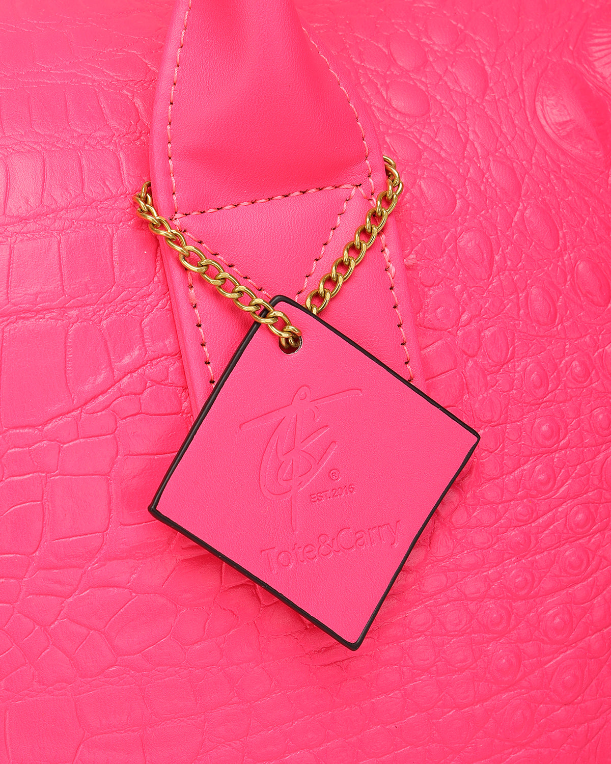 Statement Weekender Duffle Bag in Neon Pink