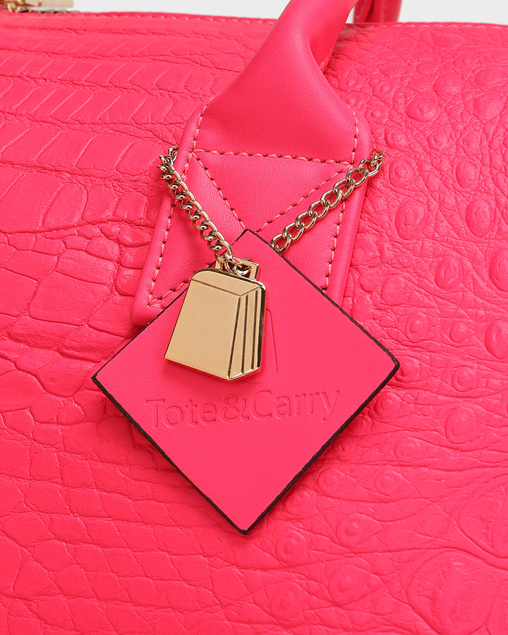 Statement Weekender Duffle Bag in Neon Pink