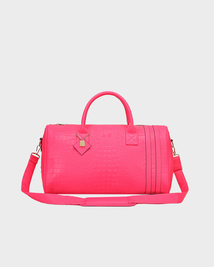 Statement Weekender Travel Set in Neon Pink