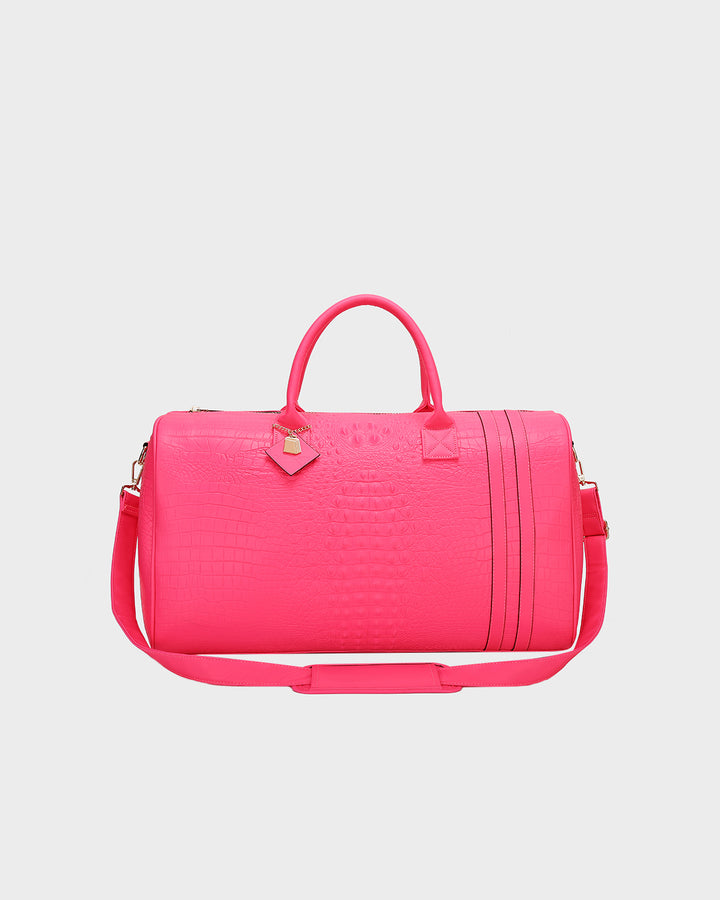 Statement Weekender Duffle Bag in Neon Pink
