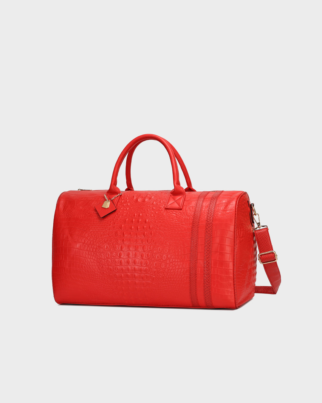 Statement Weekender Duffle Bag in Red