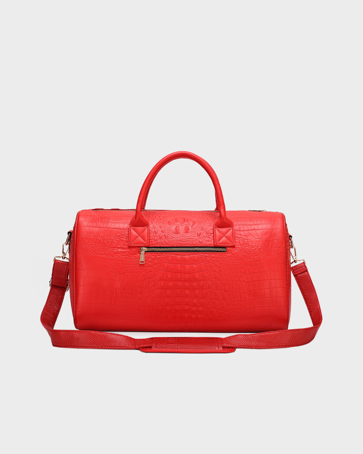Statement Weekender Duffle Bag in Red