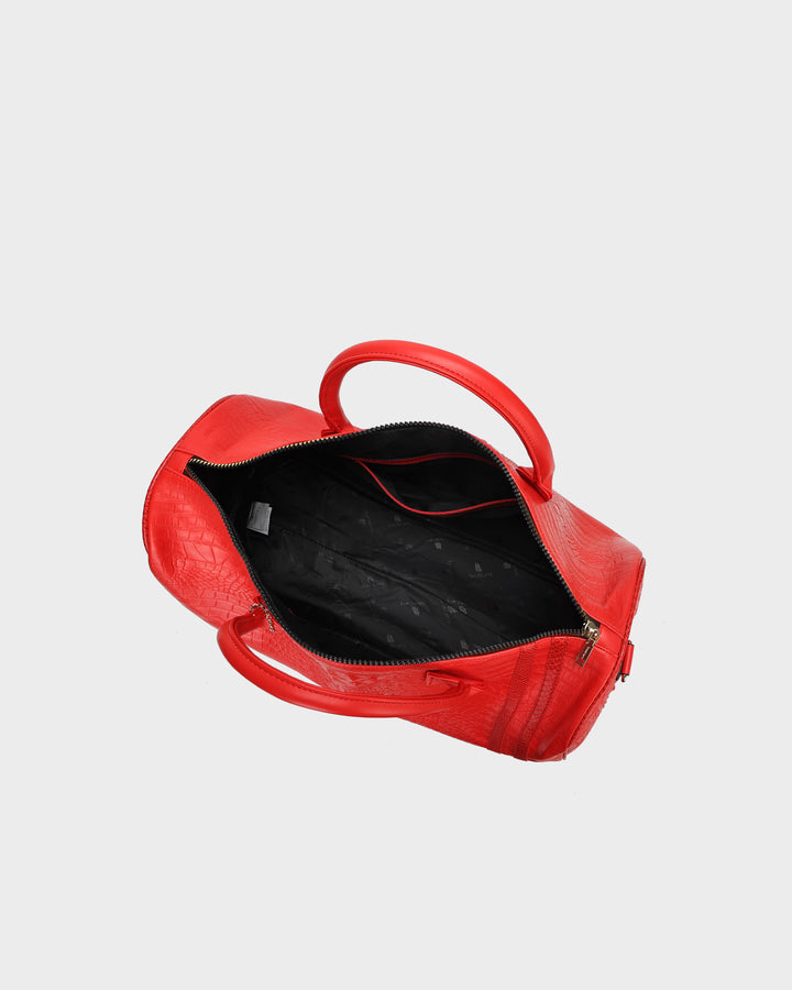 Statement Weekender Duffle Bag in Red