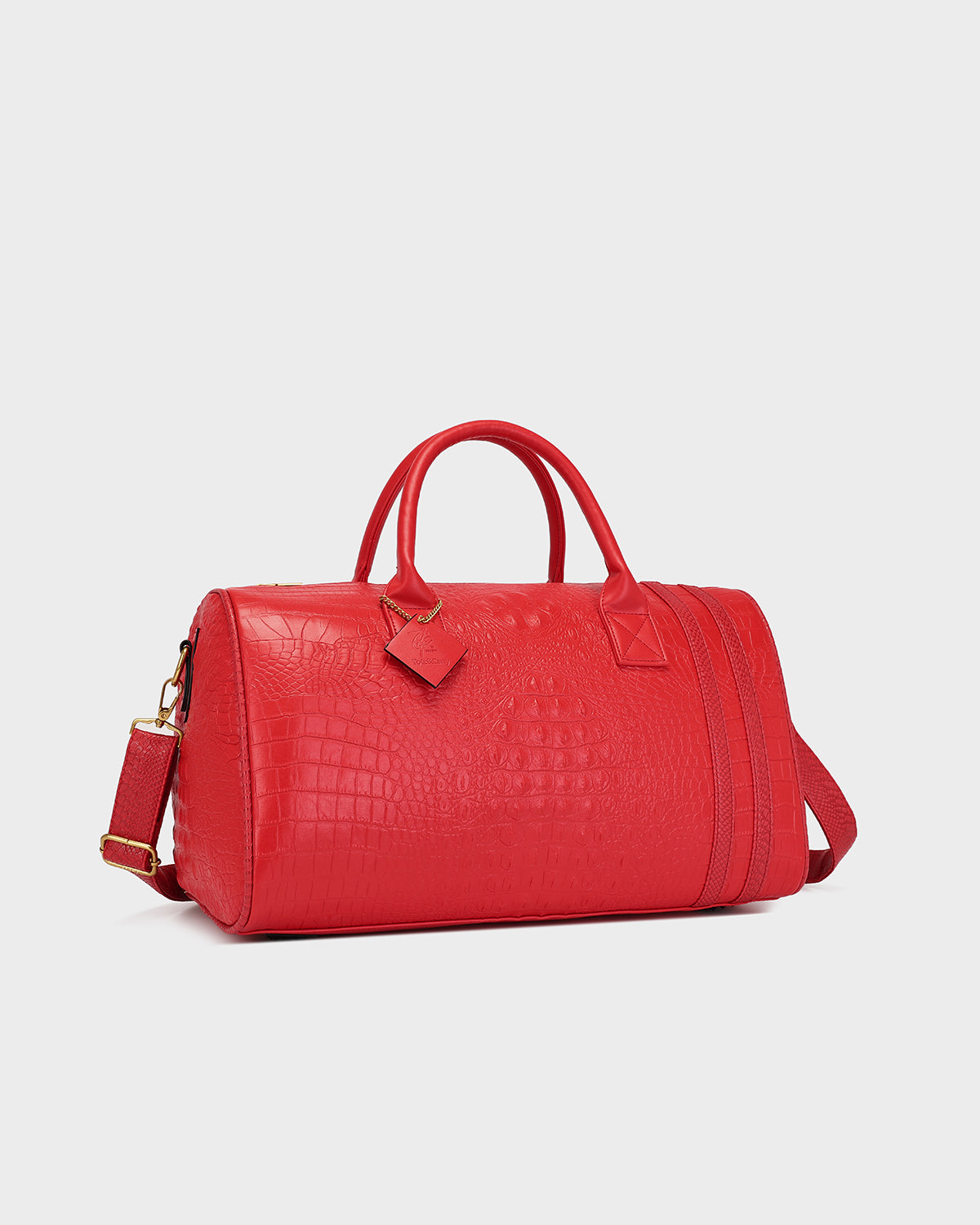 Statement Weekender Duffle Bag in Red
