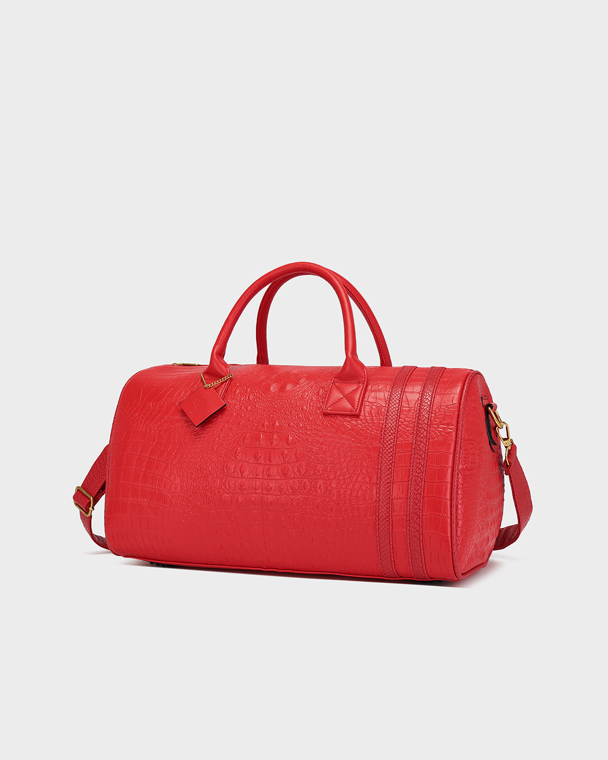 Statement Weekender Duffle Bag in Red