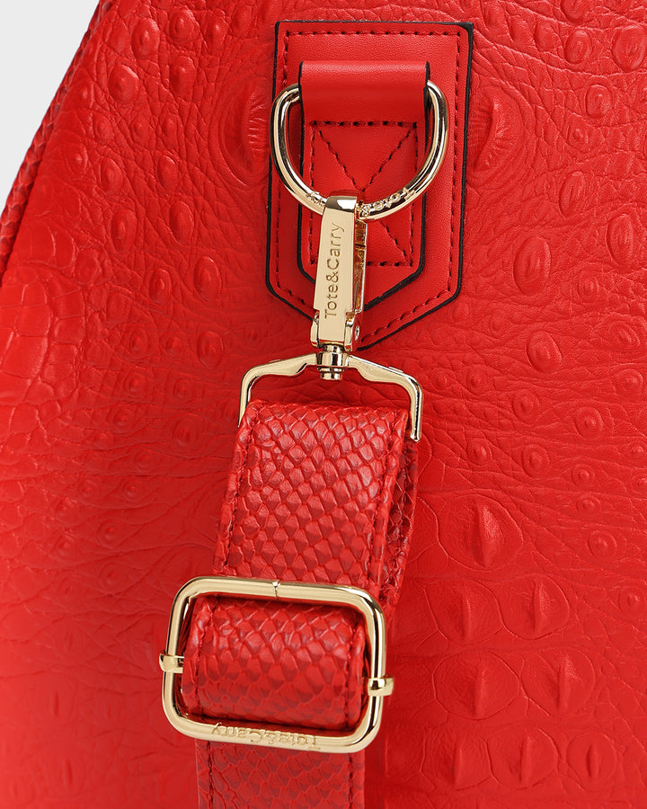 Statement Weekender Duffle Bag in Red