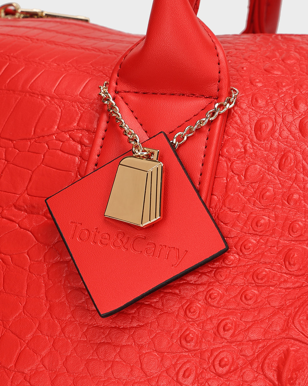 Statement Weekender Duffle Bag in Red