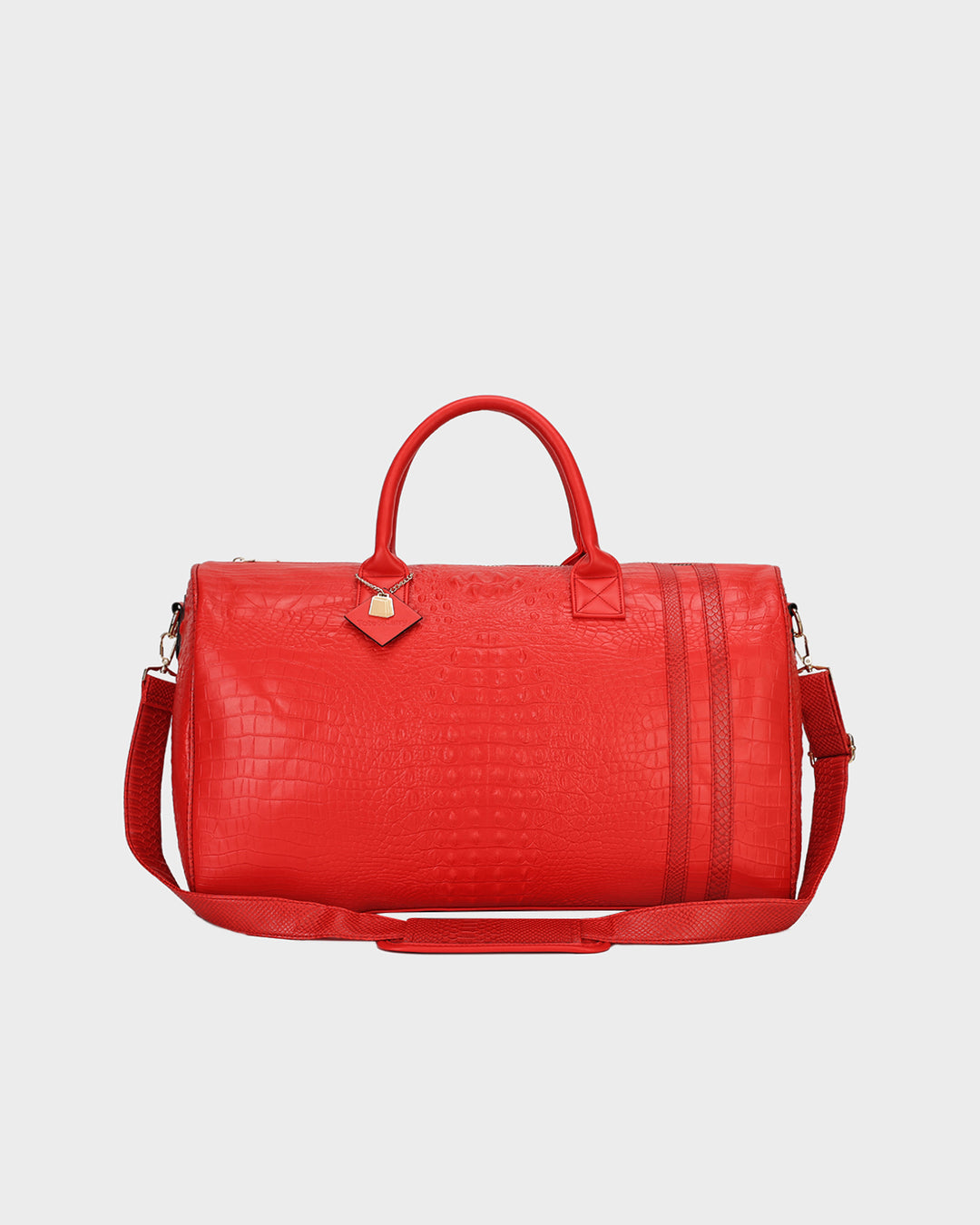 Statement Weekender Duffle Bag in Red
