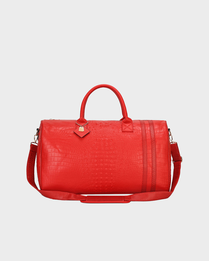 Statement Weekender Duffle Bag in Red