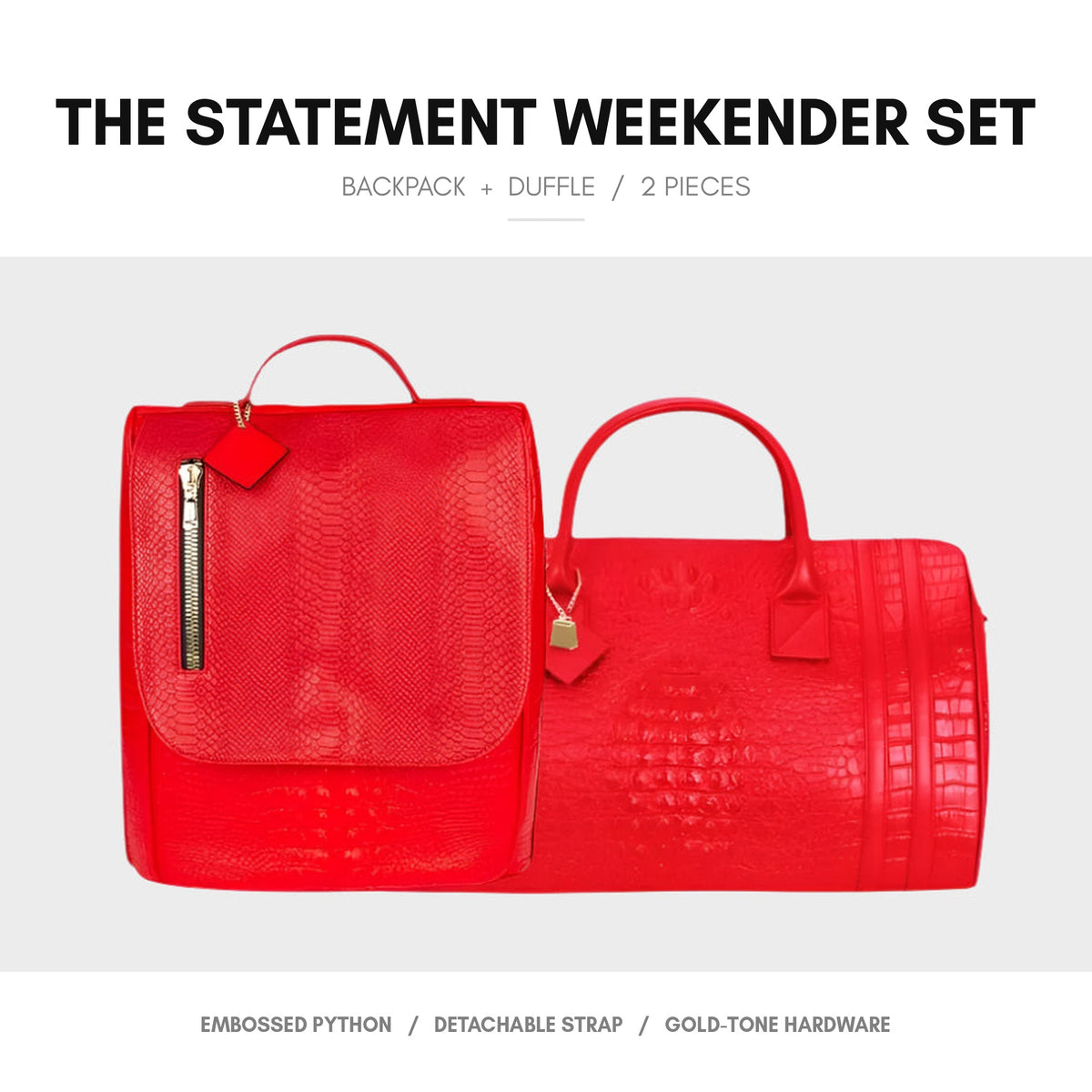 Statement Weekender Travel Set in Red - the set
