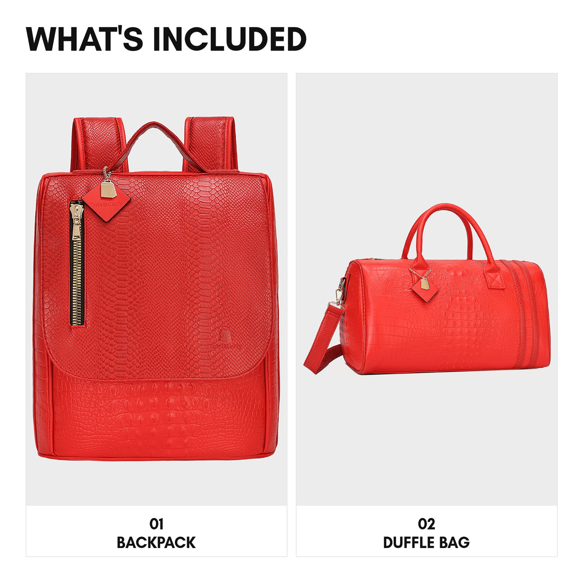Statement Weekender Travel Set in Red - what's included
