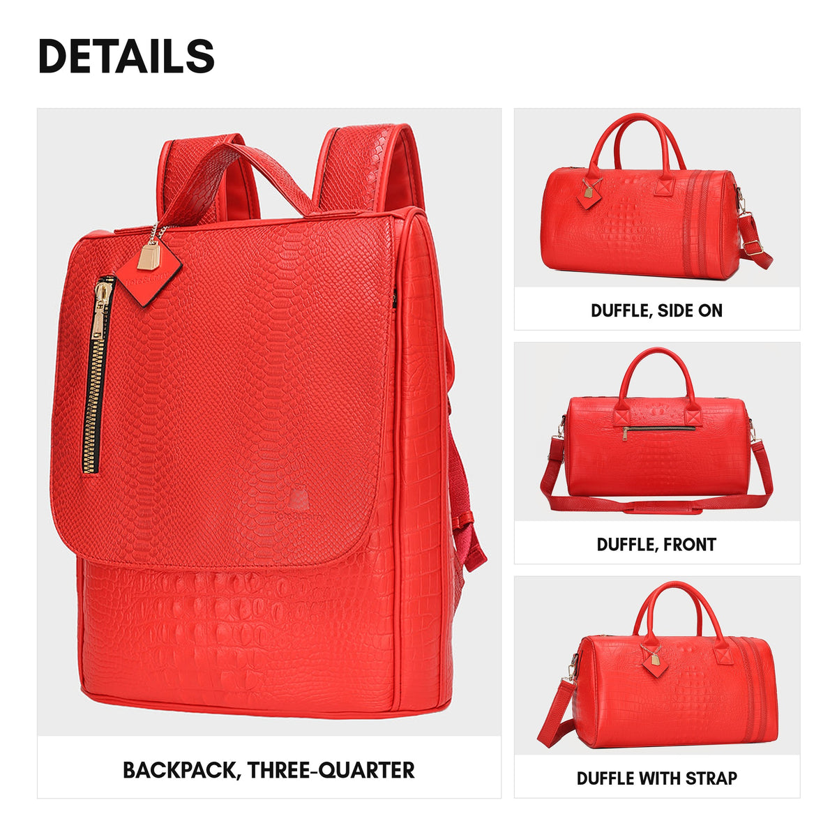 Statement Weekender Travel Set in Red - details