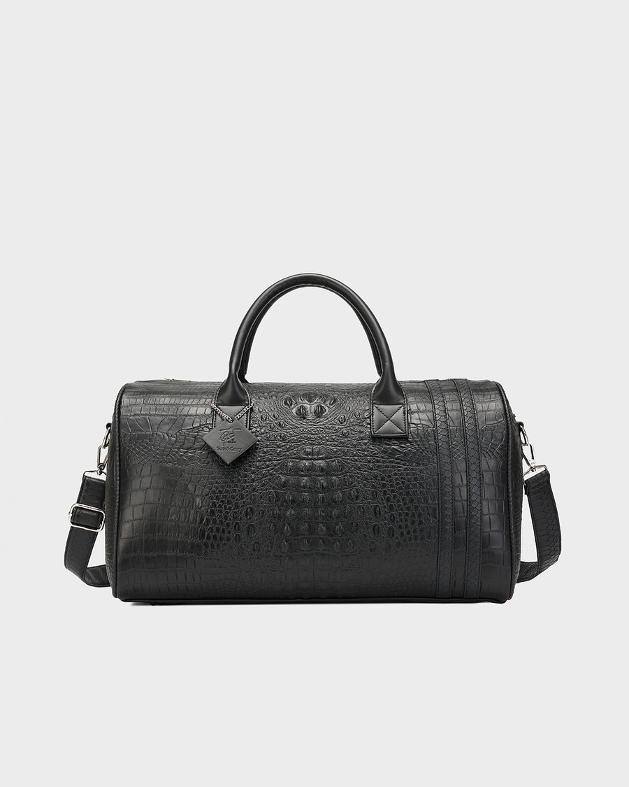 Statement Weekender Duffle Bag in Black