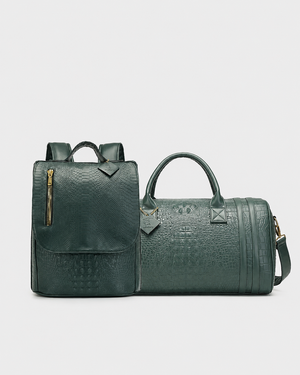 Statement Weekender Travel Set in Emerald Green