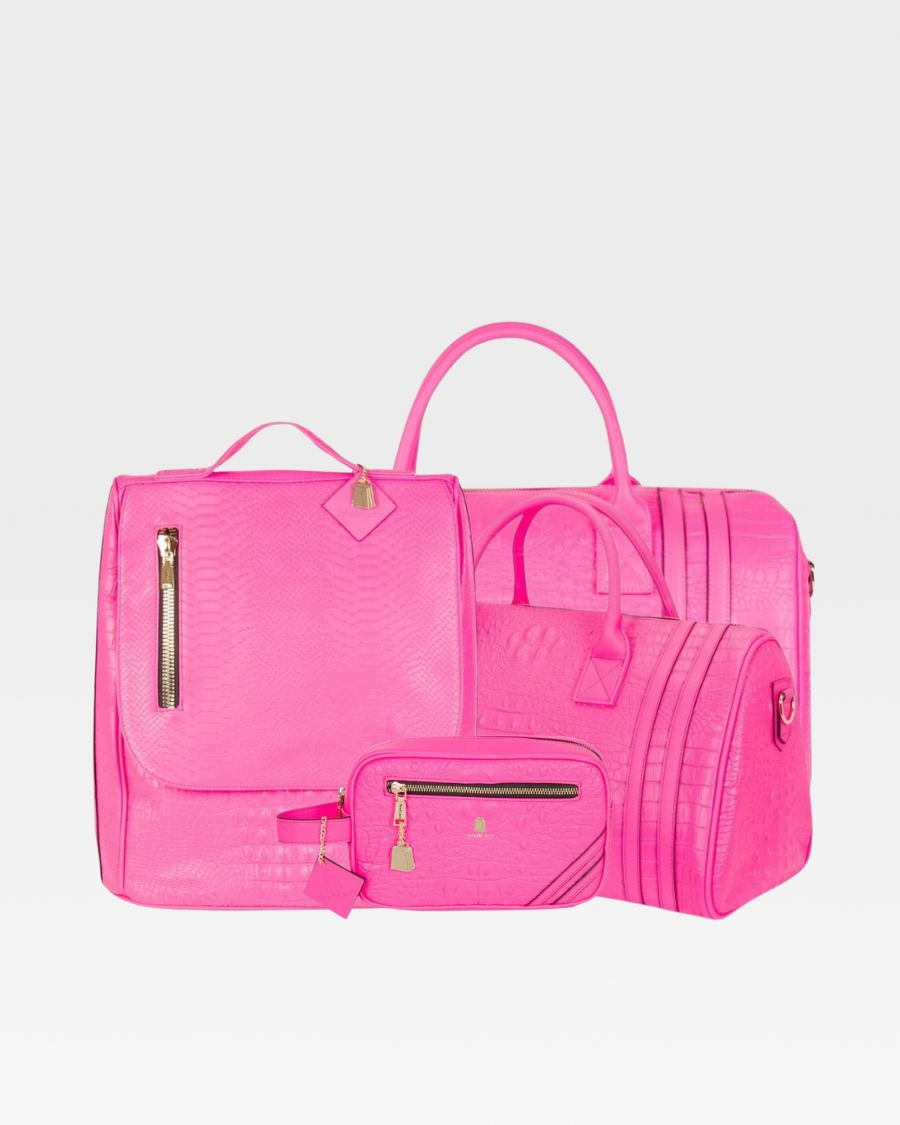 Statement Weekender Travel Set in Neon Pink – Tote&Carry