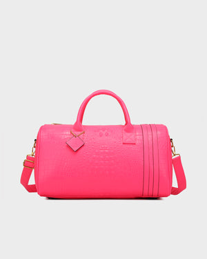 Statement Weekender Duffle Bag in Neon Pink