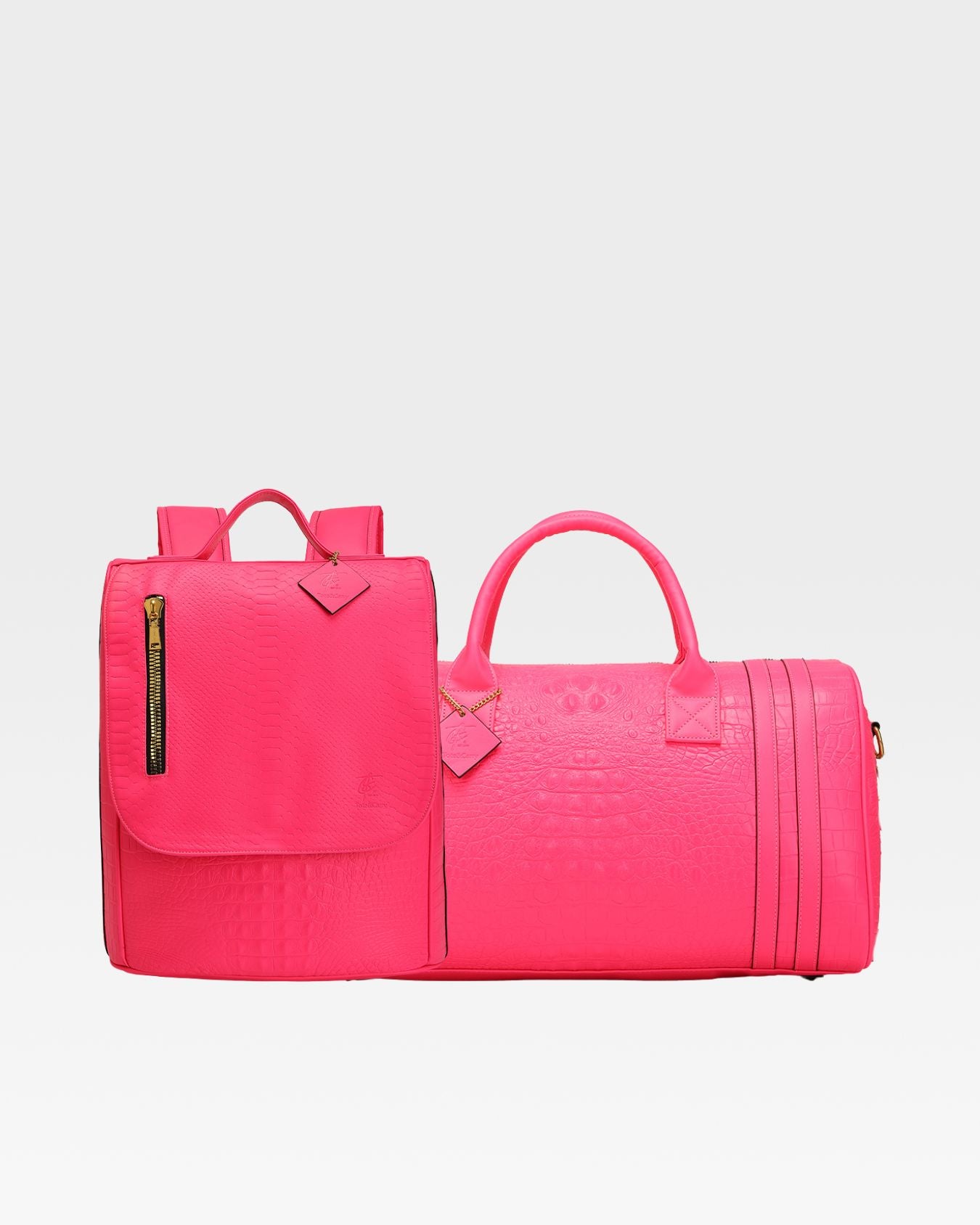 Statement Weekender Travel Set in Neon Pink