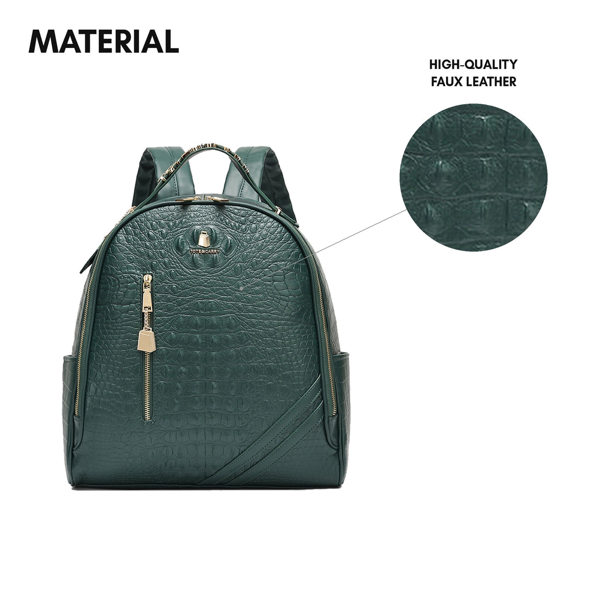 Statement Commuter Backpack in Emerald - material: high-quality faux leather