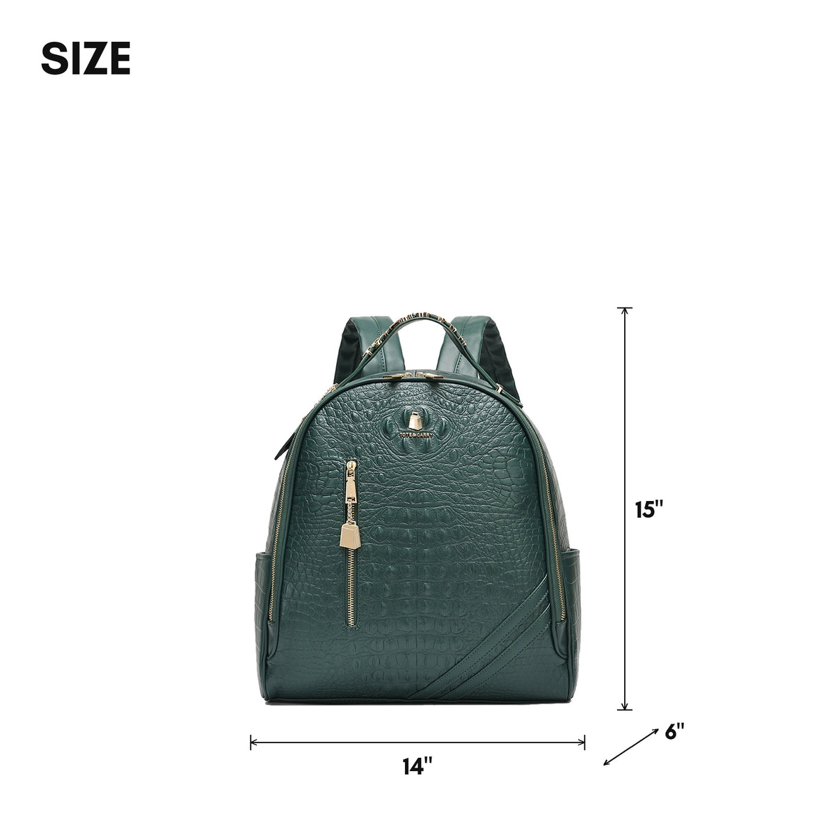 Statement Commuter Backpack in Emerald - size, 15 x 14 x 6 inches