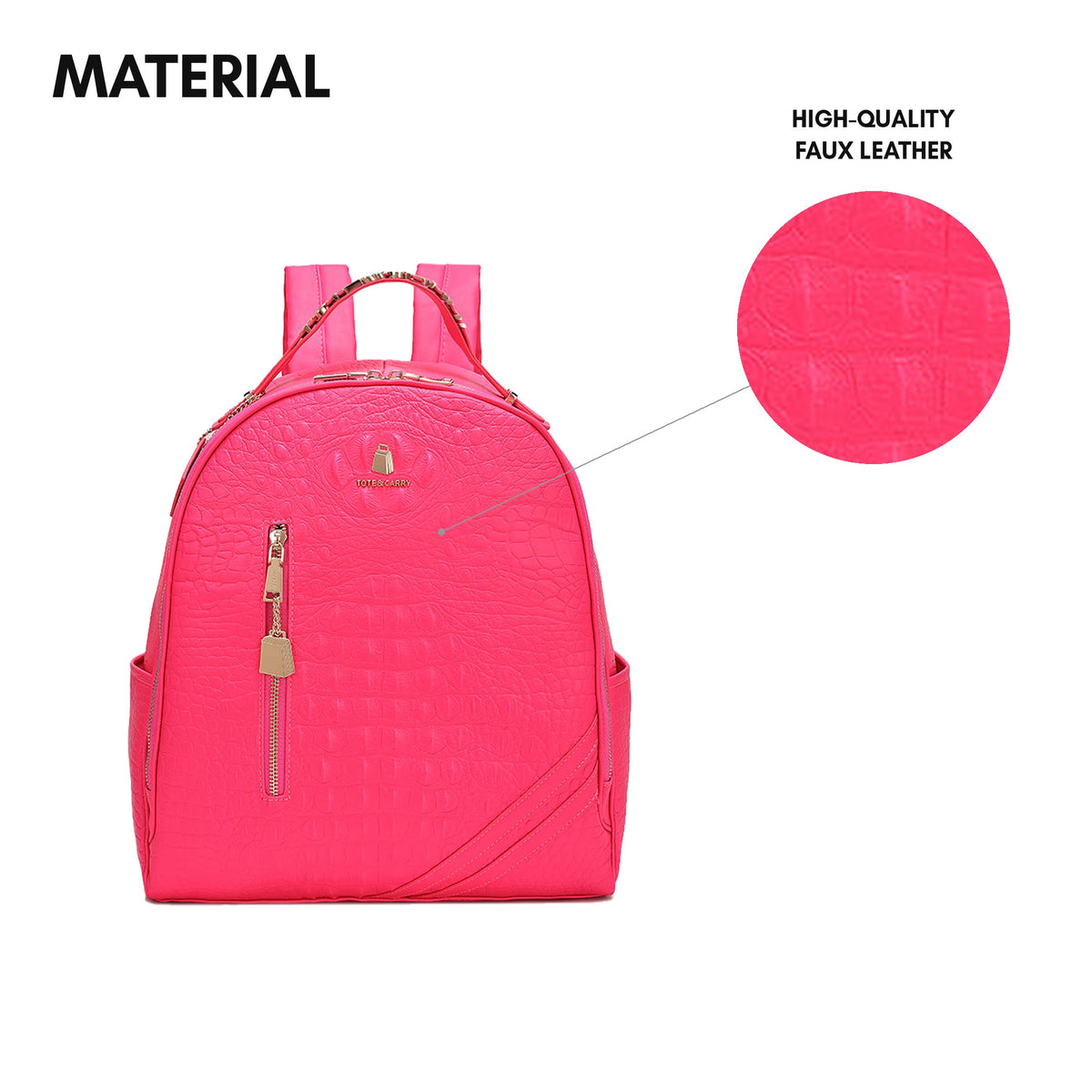 Statement Commuter Backpack in Neon Pink - material: high-quality faux leather