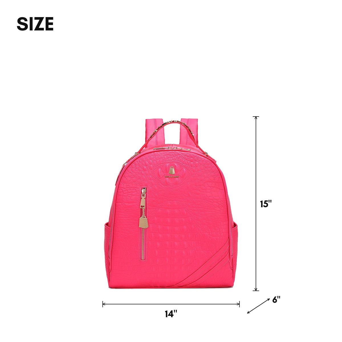 Statement Commuter Backpack in Neon Pink - size, 15 x 14 x 6 inches