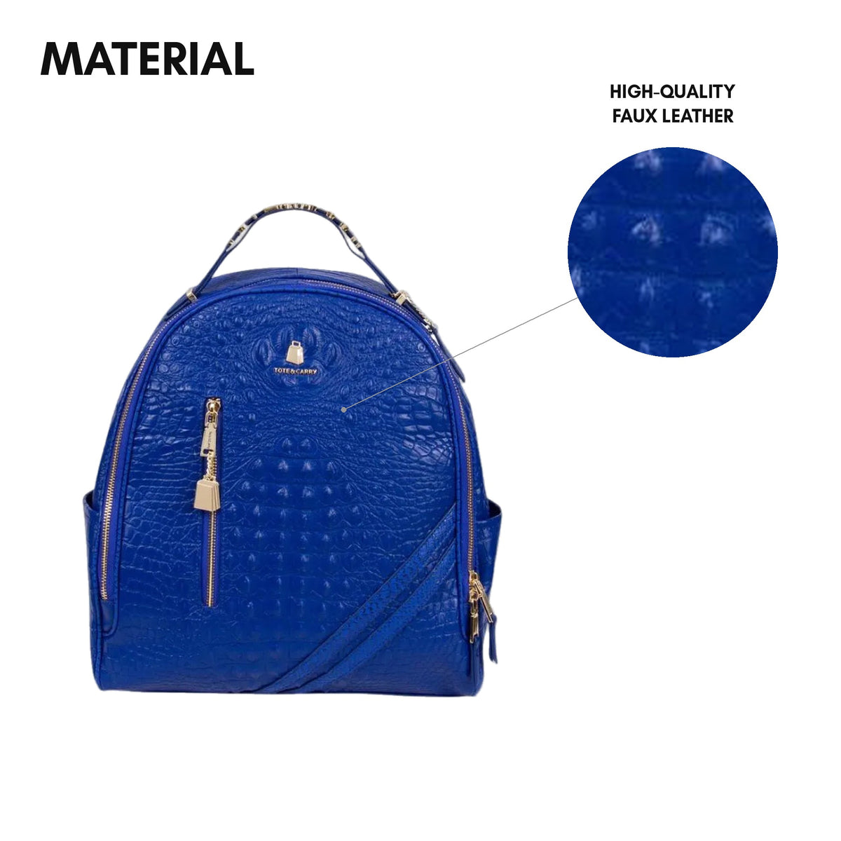 Statement Commuter Backpack in Royal Blue - material: high-quality faux leather