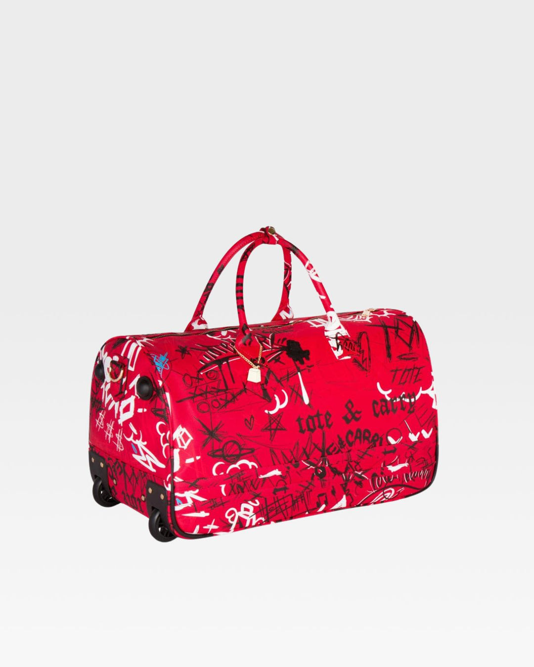 Graffiti Rolling Duffle Bag in Red