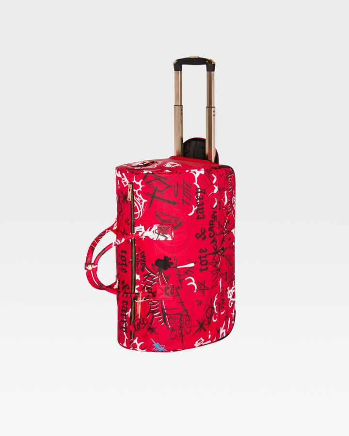 Graffiti Rolling Duffle Bag in Red