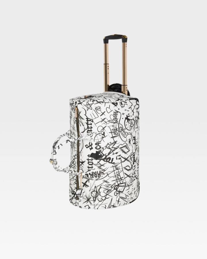 Graffiti Rolling Duffle Bag White