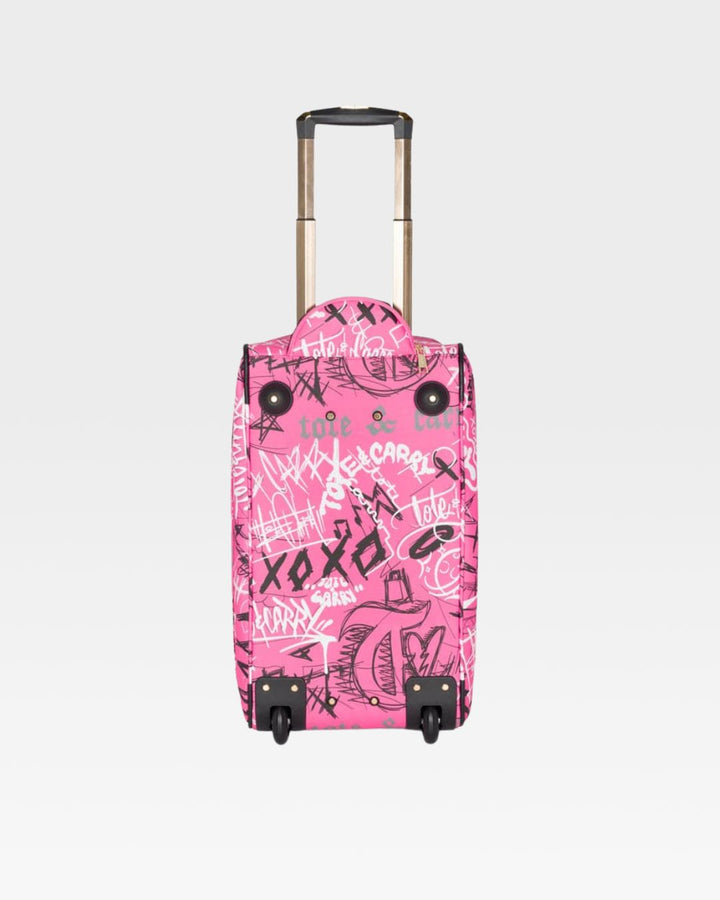Graffiti Rolling Duffle Bag in Baby Pink