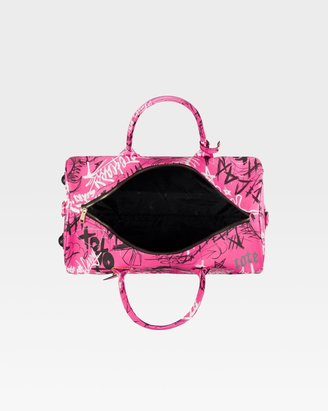 Graffiti Rolling Duffle Bag in Baby Pink
