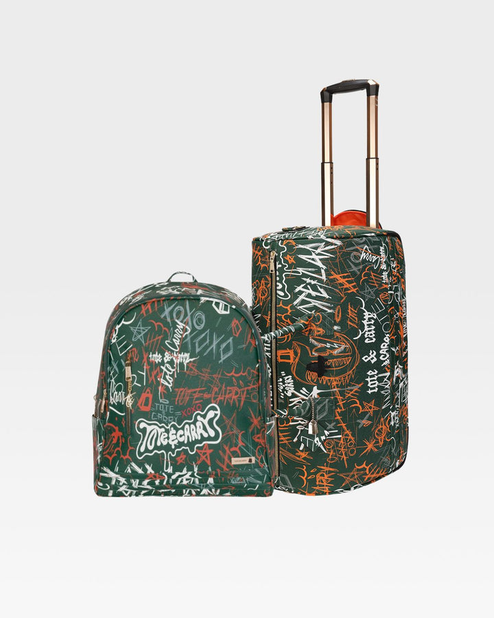 Street Traveler Rolling Duffle Set in Emerald Green