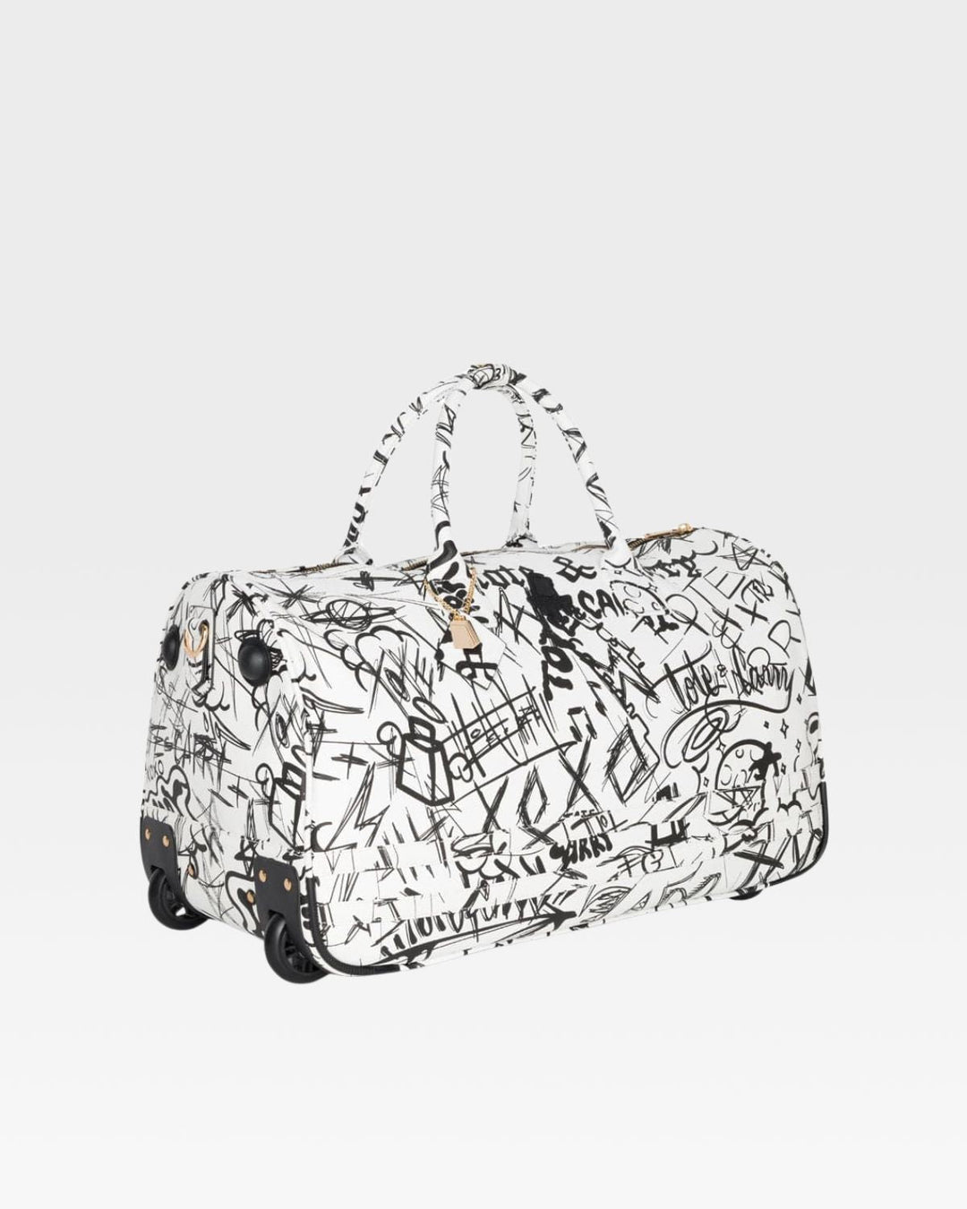 Graffiti Rolling Duffle Bag White