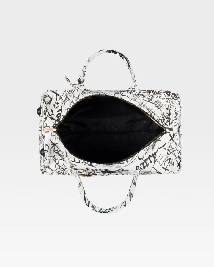 Graffiti Rolling Duffle Bag White