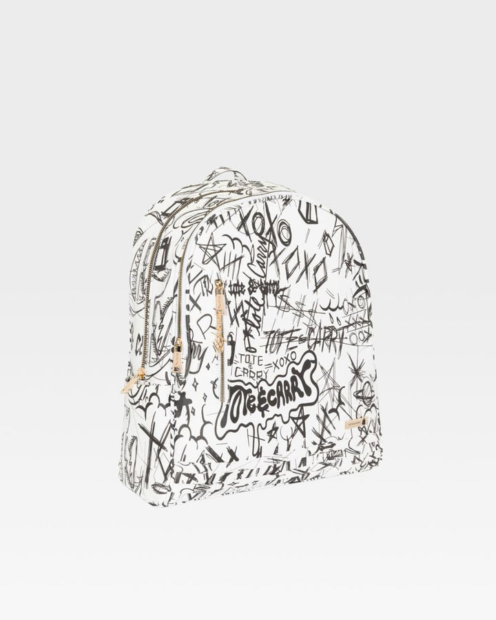 Graffiti Tombstone Backpack in White