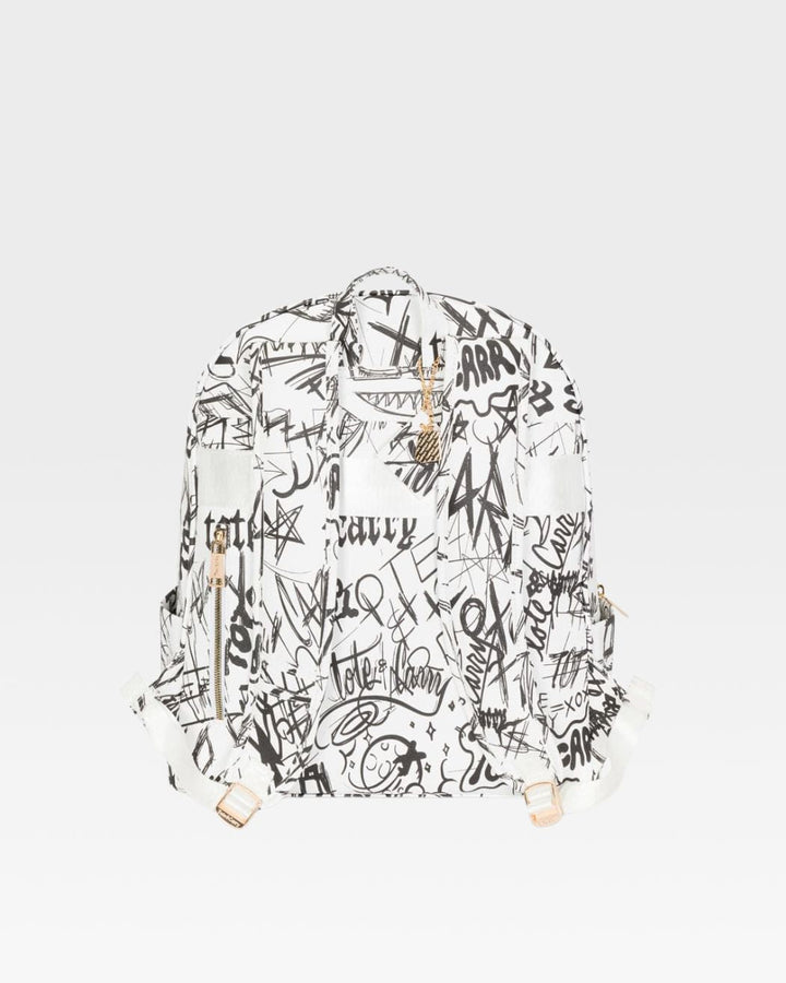 Graffiti Tombstone Backpack in White